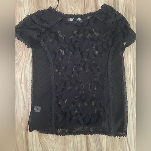 Madewell Hi Line Black Lace Top Size S